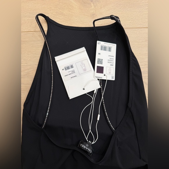 Chanel 23C Black Silver Crystal CC Logo One Piece Swimsuit Runway Bathingsuit 38 - Picture 12 of 16